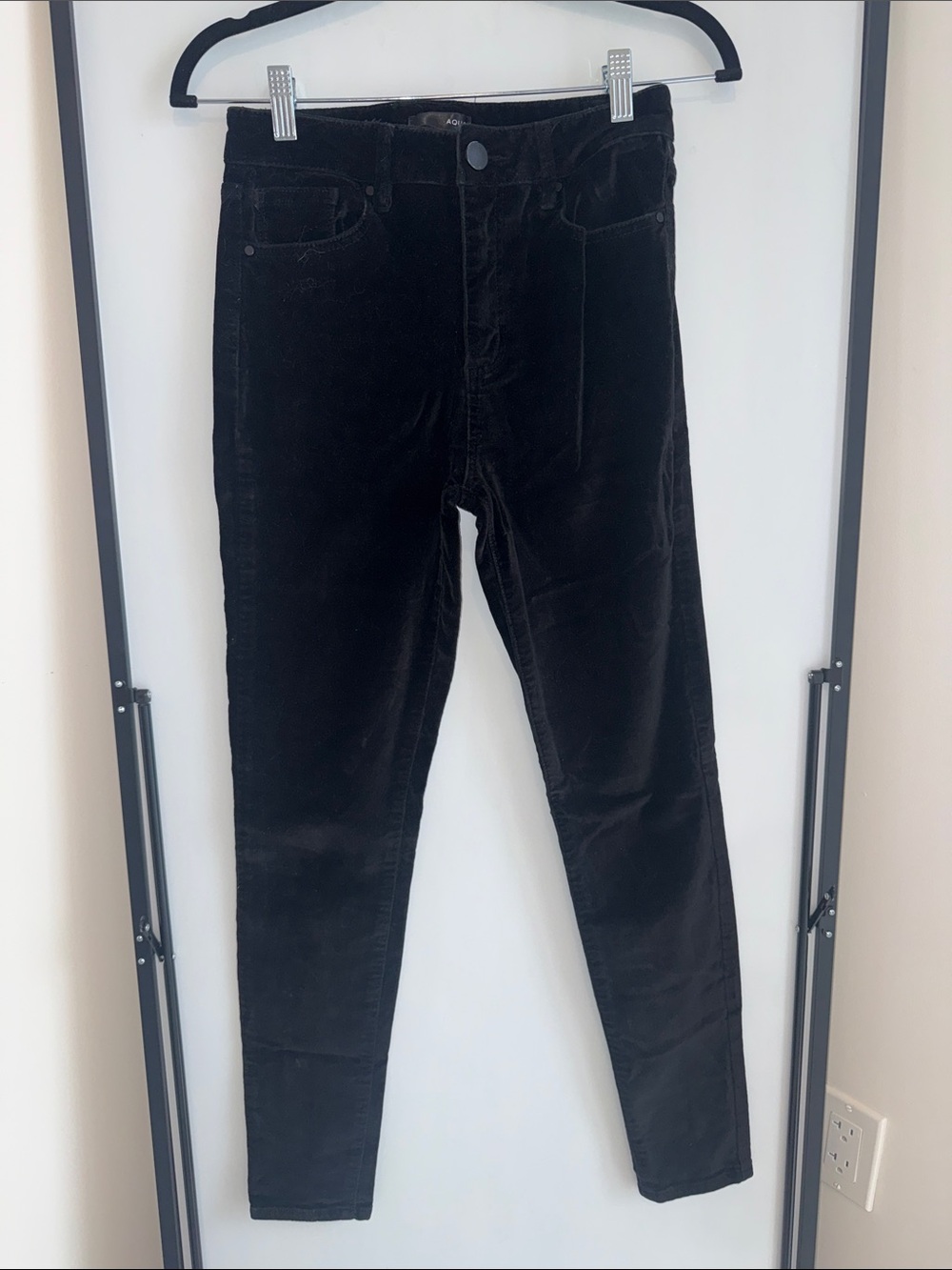 Aqua Black Suede/Velvet Slim Fit Pants